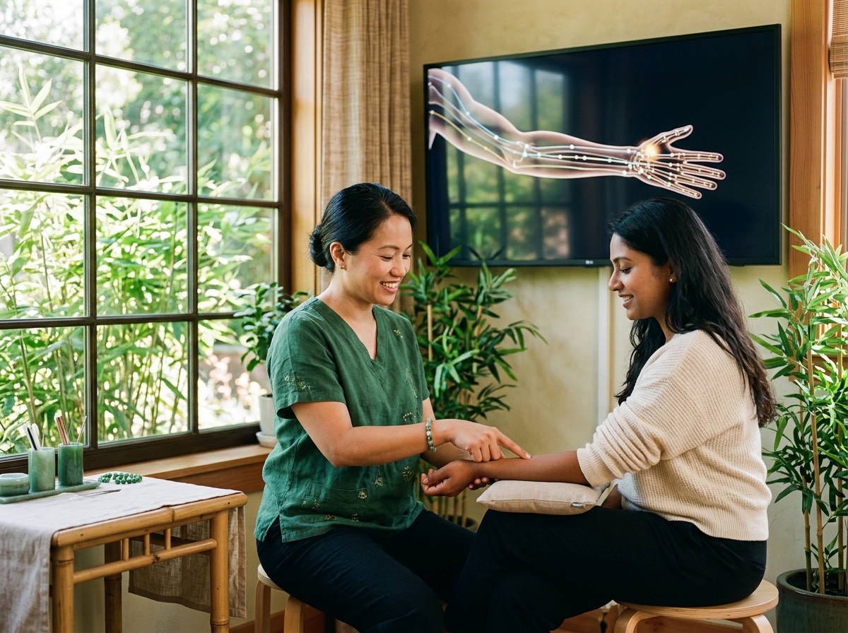 Health coach on a video call with a client, coaching dashboard visible on screen