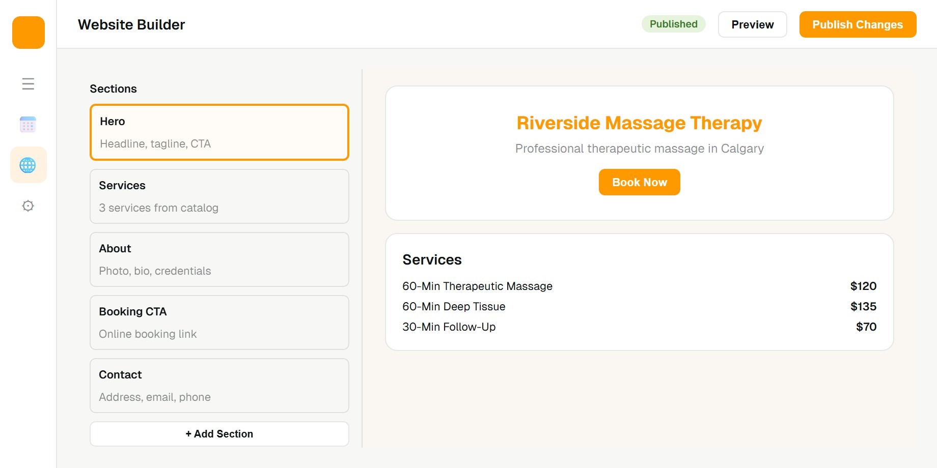 Practice website builder with live preview