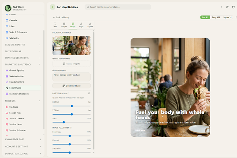 Social media post creator with canvas editor and caption