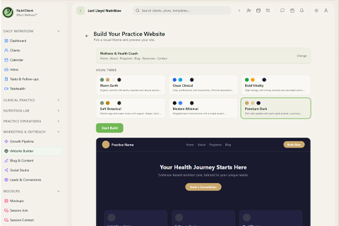 Practice website builder with page editor and live preview